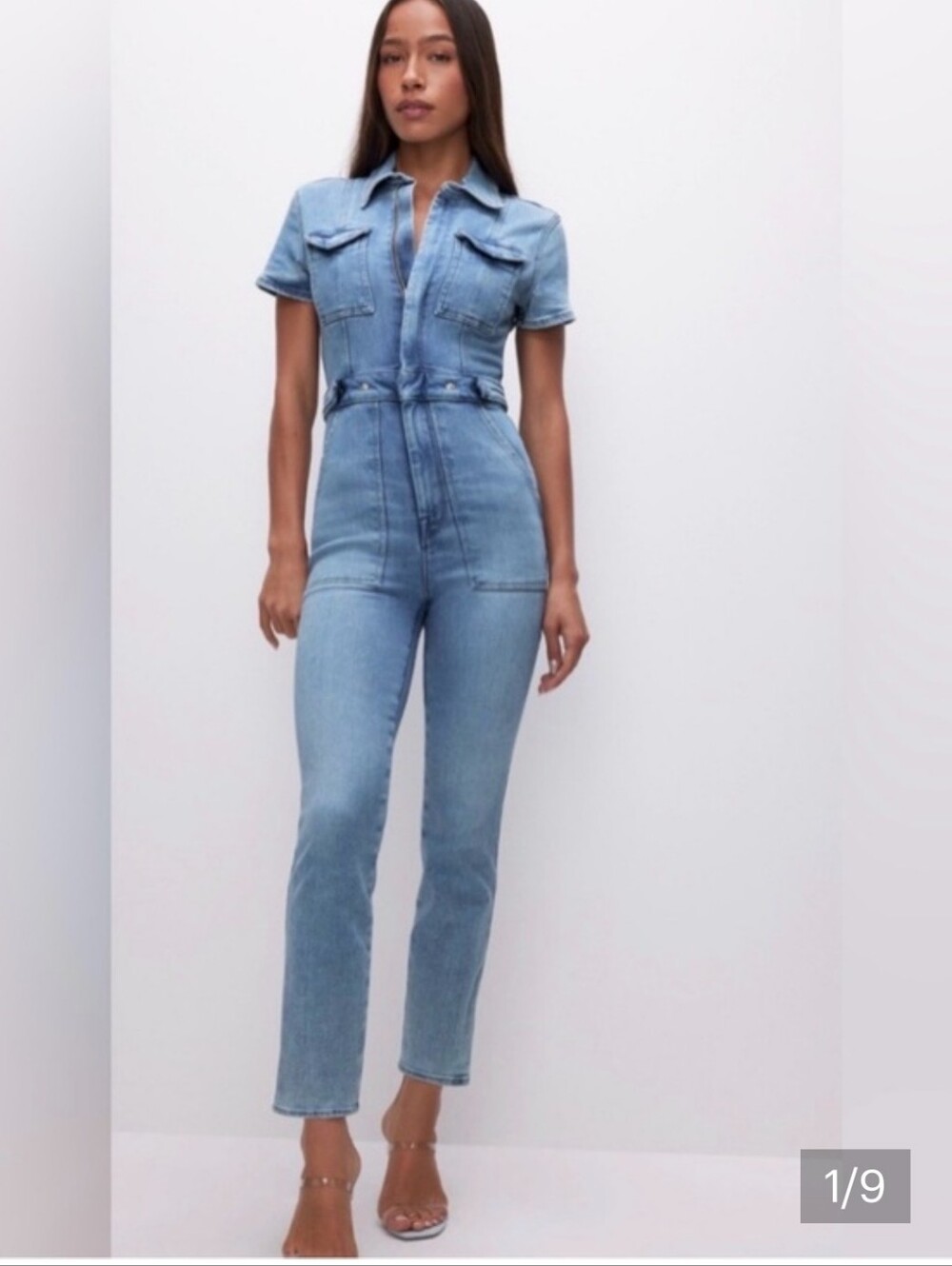 Good American Fit For Success  Denim Jumpsuit Size Large